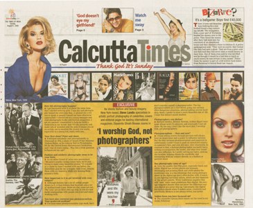 Page from CalcuttaTimes'  interview of celebrity portrait photographer Steve Landis