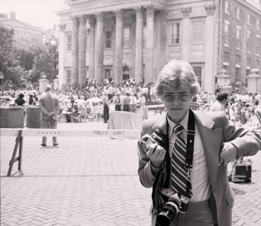 photo of Steve Landis covering news event