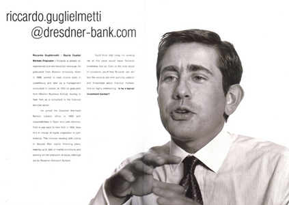 artistic black and white corporate portrait of banker Riccardo Guglielmetti by celebrity photographer Steve Landis